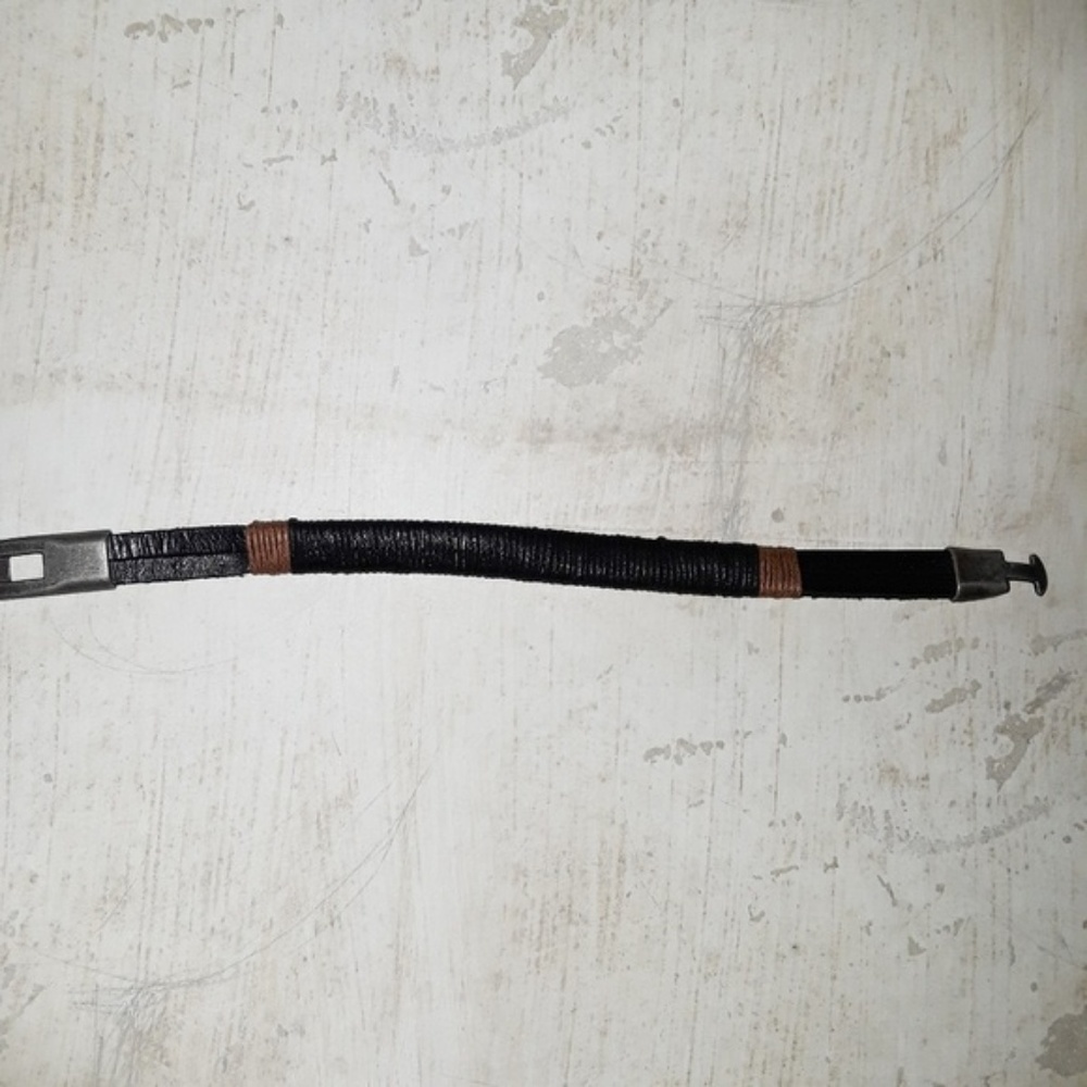Men's Leather Black & Brown Wrapped Bracelet - Picture 7 of 8